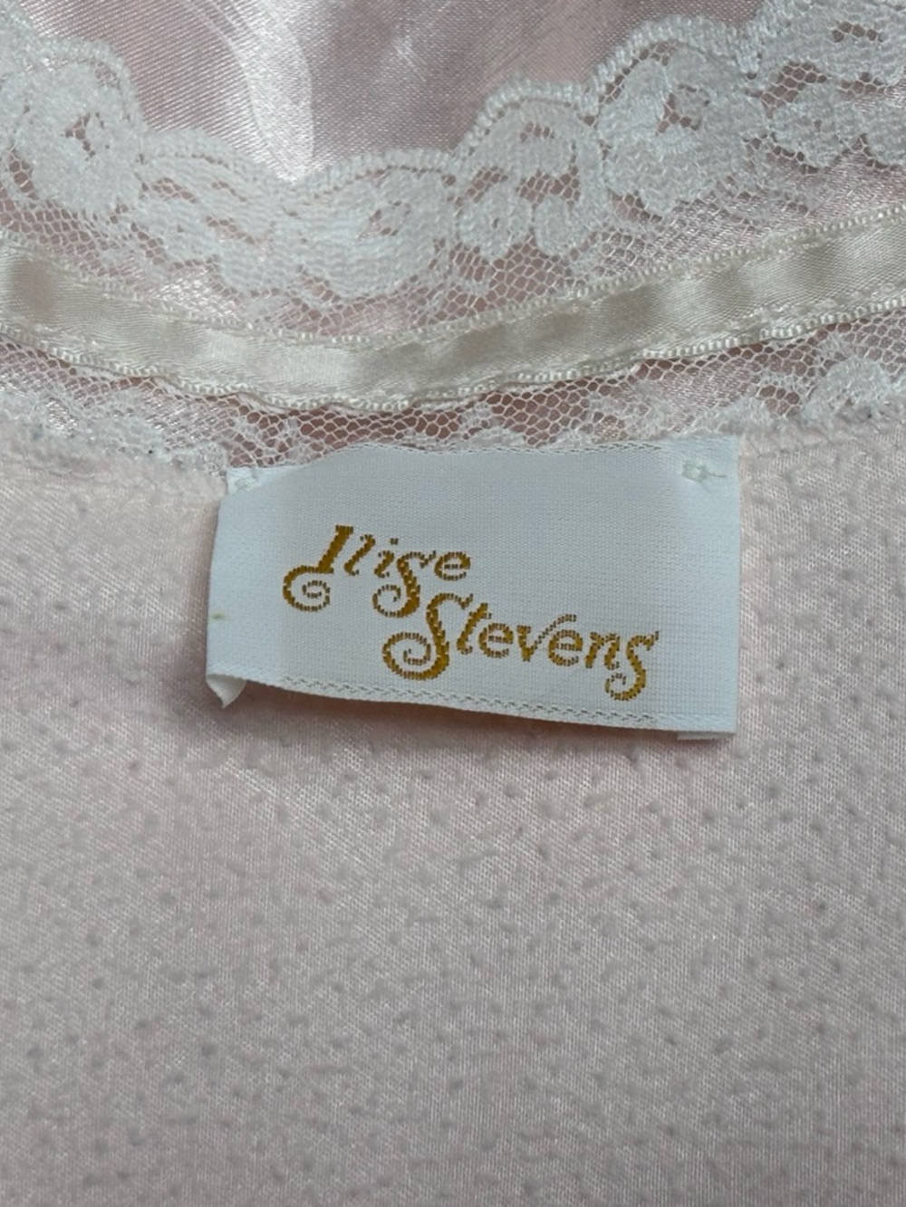 Vintage Soft Pink Satin Full Length Nightgown Lace Trim Poofy Long Sleeves L - Picture 10 of 12